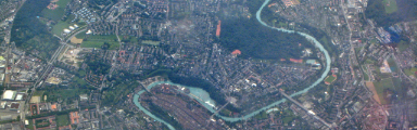 Vue aérienne d'une zone bâtie